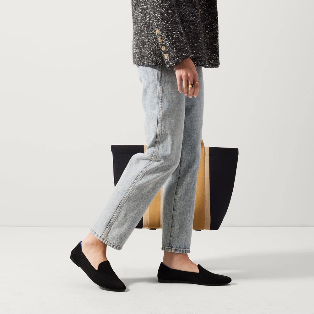 Rothys The Almond Loafer Flats Black Knit Size 10.5